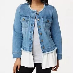 LOGO by Lori Goldstein Light Blue Jean Jacket